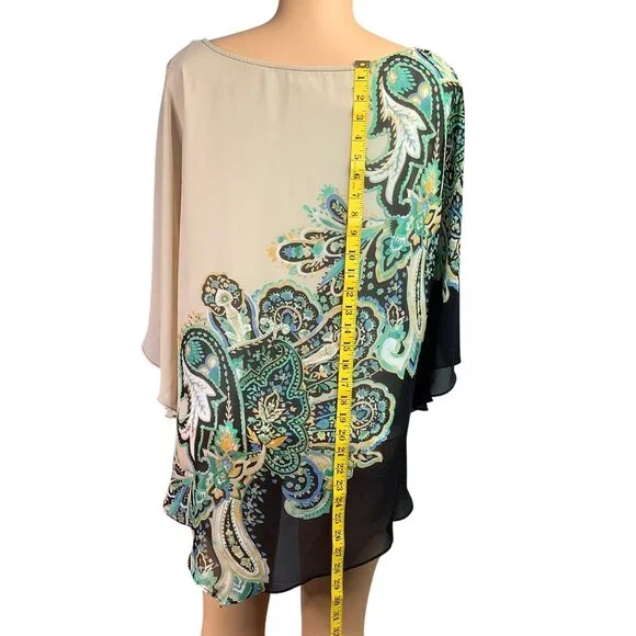Dana Buchman Paisley Asymmetrical Top XXL Lightweight Chiffon Blouse Boho Plus - Picture 5 of 8